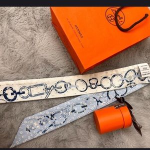 Hermes Twilly Embroidered Dre Buckle English Blue limited edition